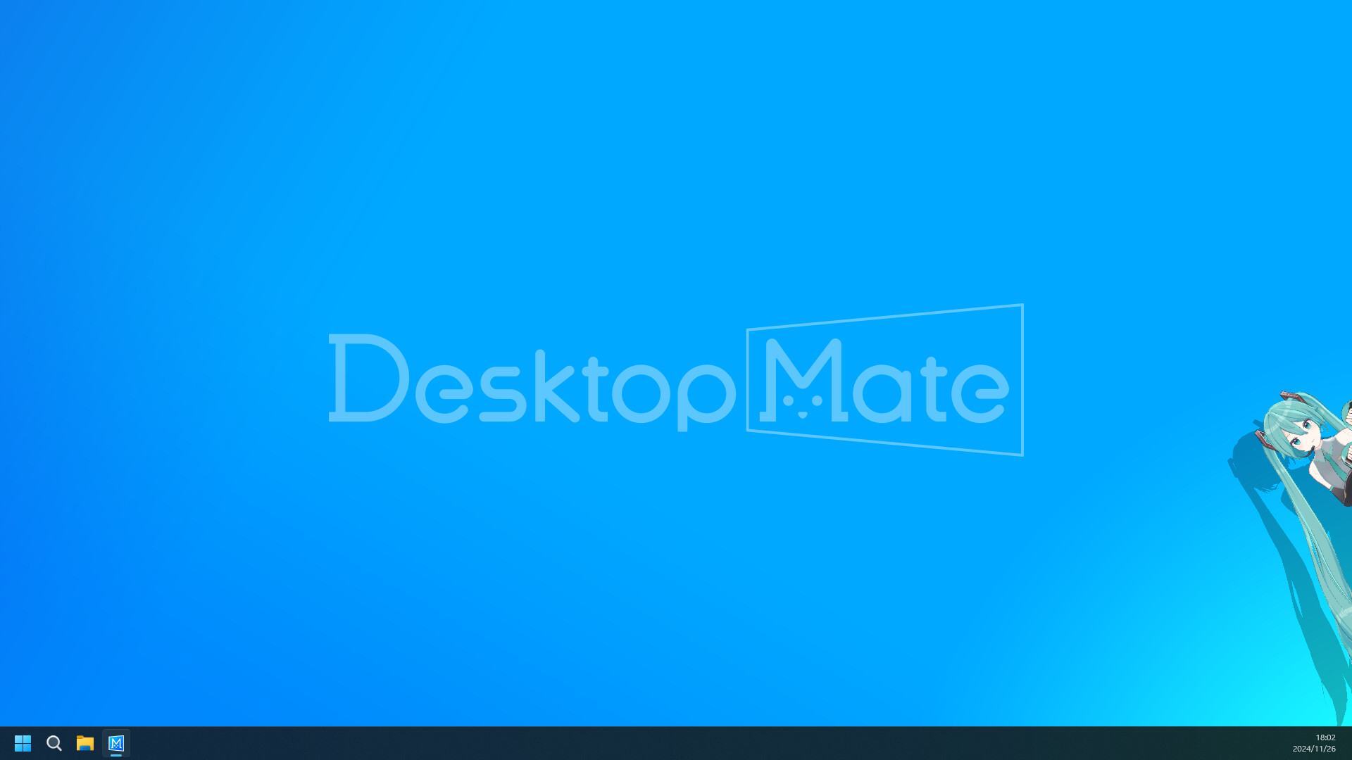 Desktop Mate character appearing at the edge of a desktop.